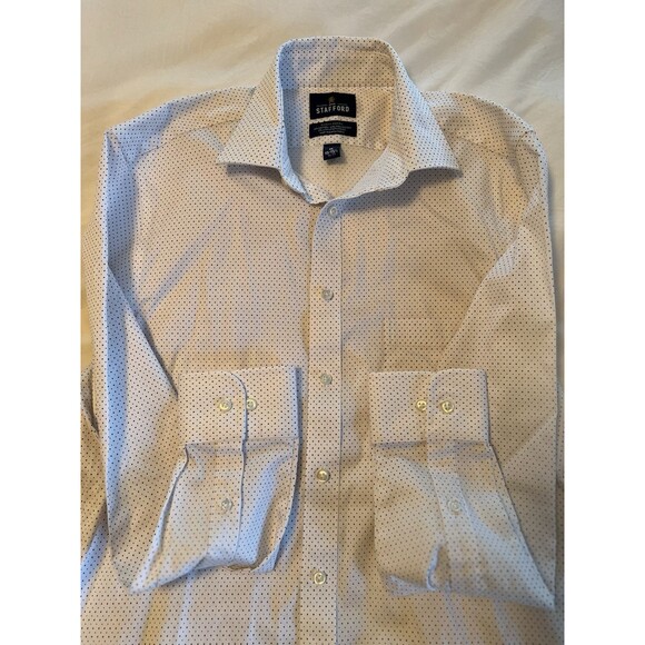 Stafford Slim Fit Dress Shirt Men's Medium Geometeric, Sweat Repellent 15-15.5 - Picture 5 of 7